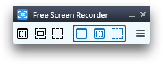 Free Screen Video Recorder: select an option to capture video