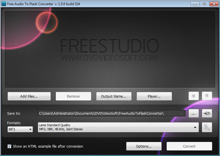 Click to view Free Audio to Flash Converter installer 5.1 screenshot