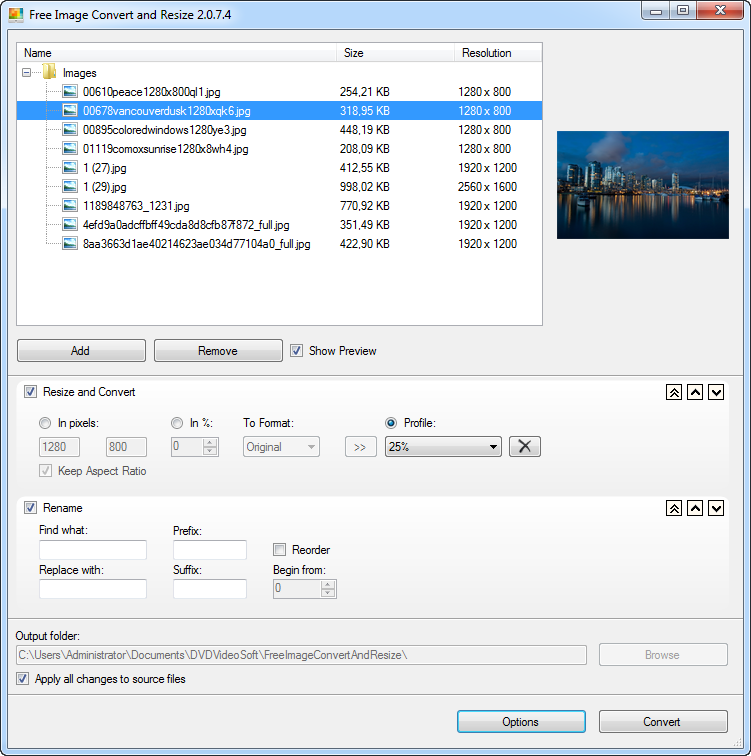 Free Image Convert and Resize software