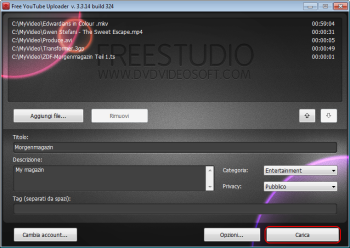 Free YouTube Uploader: caricare video su YouTube, il modo a lotti